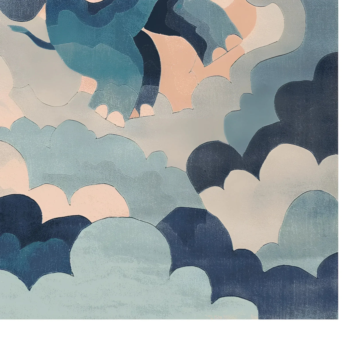 Elegant Up and Away Hand Tufted Area Rug featuring an abstract cloud pattern in shades of blue and peach, perfect for elevating your living room decor. Ideal as a living room area rug, this wool rug offers a cozy and stylish touch, available in an 8x10 size.