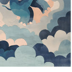 Elegant Up and Away Hand Tufted Area Rug featuring an abstract cloud pattern in shades of blue and peach, perfect for elevating your living room decor. Ideal as a living room area rug, this wool rug offers a cozy and stylish touch, available in an 8x10 size.