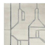 Close-up view of the Urban Trace Lines Hand Tufted Area Rug featuring a contemporary abstract design in neutral tones. This large living room rug, perfect for an 8x10 space, showcases intricate wool patterns ideal for a modern home decor aesthetic.