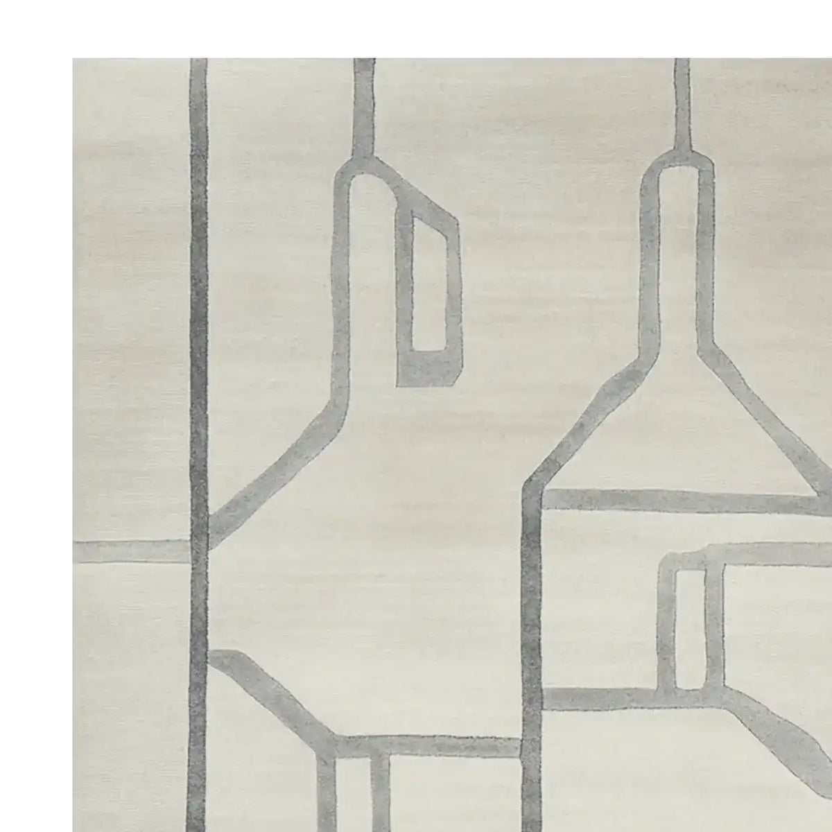 Close-up view of the Urban Trace Lines Hand Tufted Area Rug featuring a contemporary abstract design in neutral tones. This large living room rug, perfect for an 8x10 space, showcases intricate wool patterns ideal for a modern home decor aesthetic.