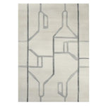 Top view of the Urban Trace Lines Hand Tufted Rug, a contemporary wool area rug perfect for large living rooms. This elegant living room rug in 8x10 size features an abstract design with soft, neutral tones, adding a modern touch to any space.