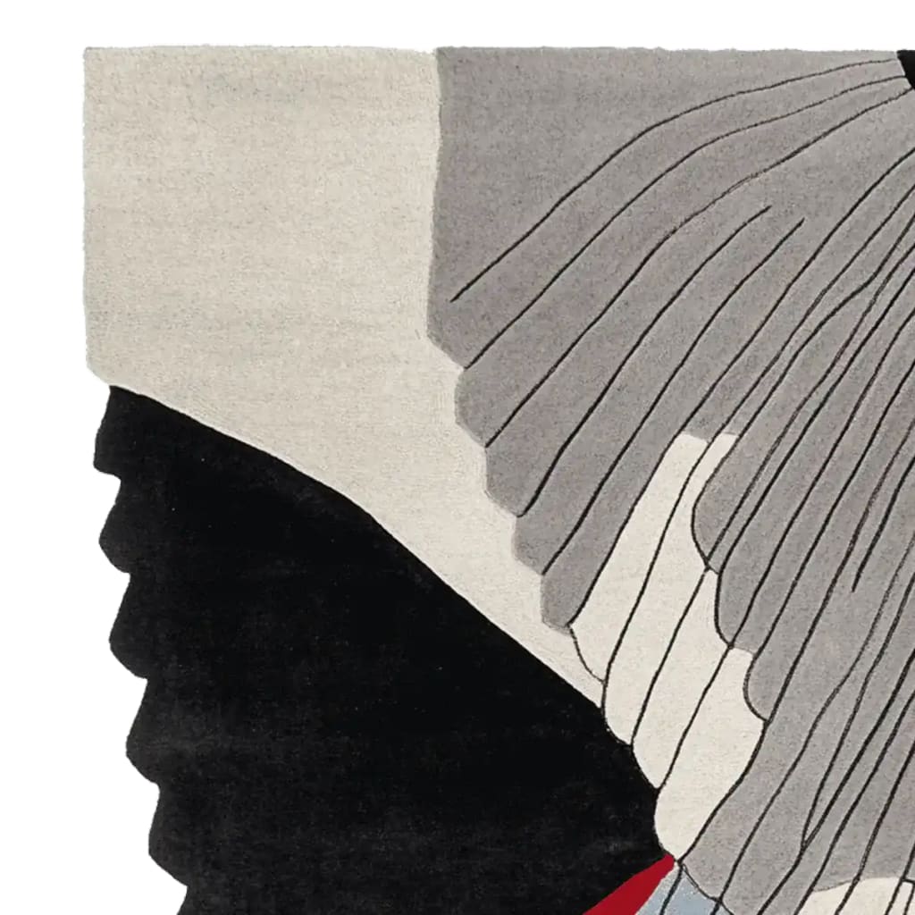 Contemporary Urban Wing Span Hand Tufted Area Rug featuring an abstract design with flowing lines and a mix of neutral tones, ideal for adding a modern touch to any living room. This wool rug showcases a unique pattern, perfect for those seeking stylish area rugs for their space.