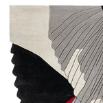 Contemporary Urban Wing Span Hand Tufted Area Rug featuring an abstract design with flowing lines and a mix of neutral tones, ideal for adding a modern touch to any living room. This wool rug showcases a unique pattern, perfect for those seeking stylish area rugs for their space.