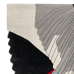 Contemporary Urban Wing Span Hand Tufted Area Rug featuring an abstract design with flowing lines and a mix of neutral tones, ideal for adding a modern touch to any living room. This wool rug showcases a unique pattern, perfect for those seeking stylish area rugs for their space.