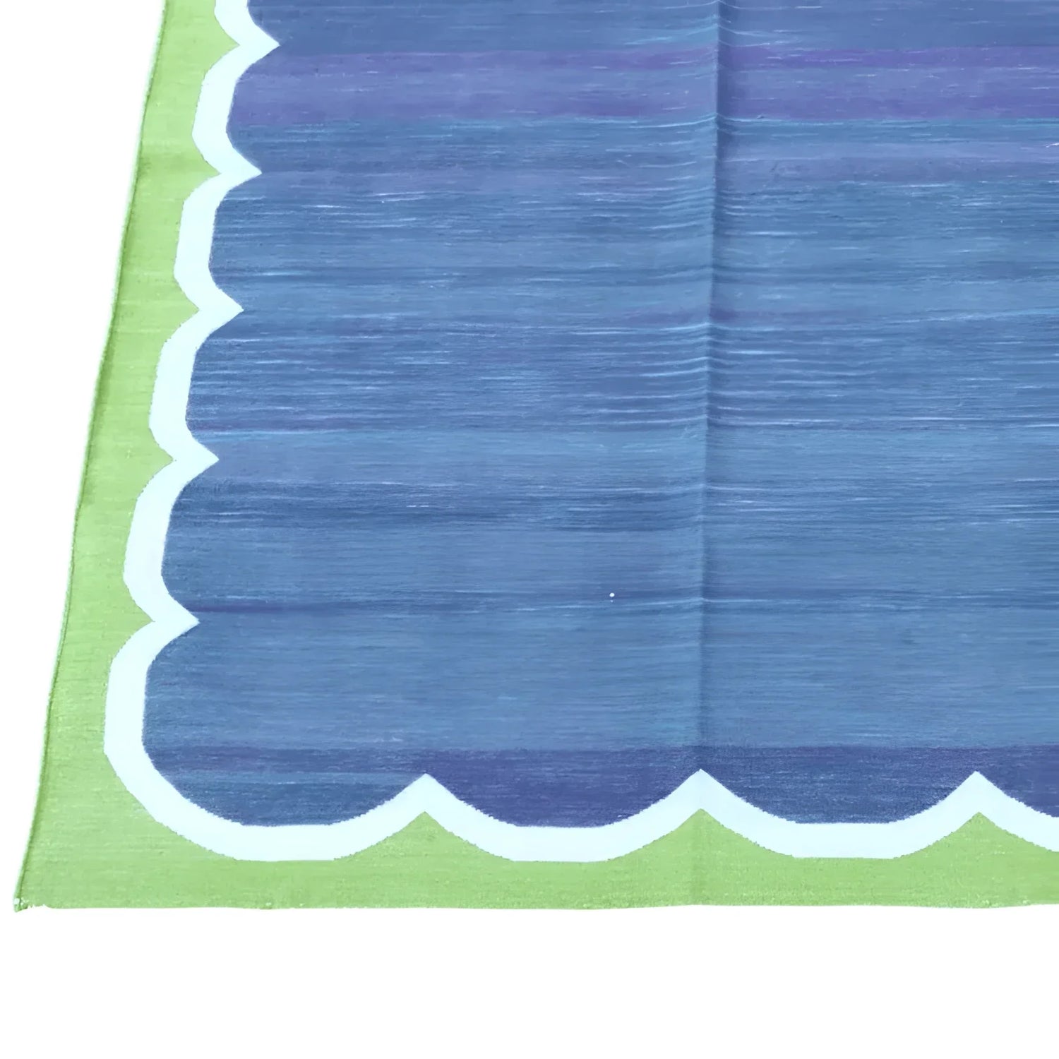 Vegetable Dyed Indian Dhurrie Cotton Rug - Blue/Green