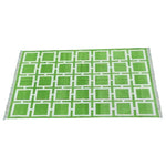 Vibrant green Medina Square area rug, perfect for adding a boho touch to your living room or office. This large cotton rug features a geometric pattern, ideal as a stylish and functional large area rug.