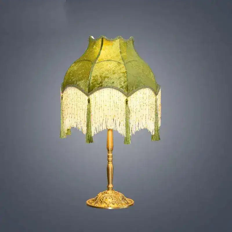 Velvet Green Frindge Lamp Shade - MAIA HOMES