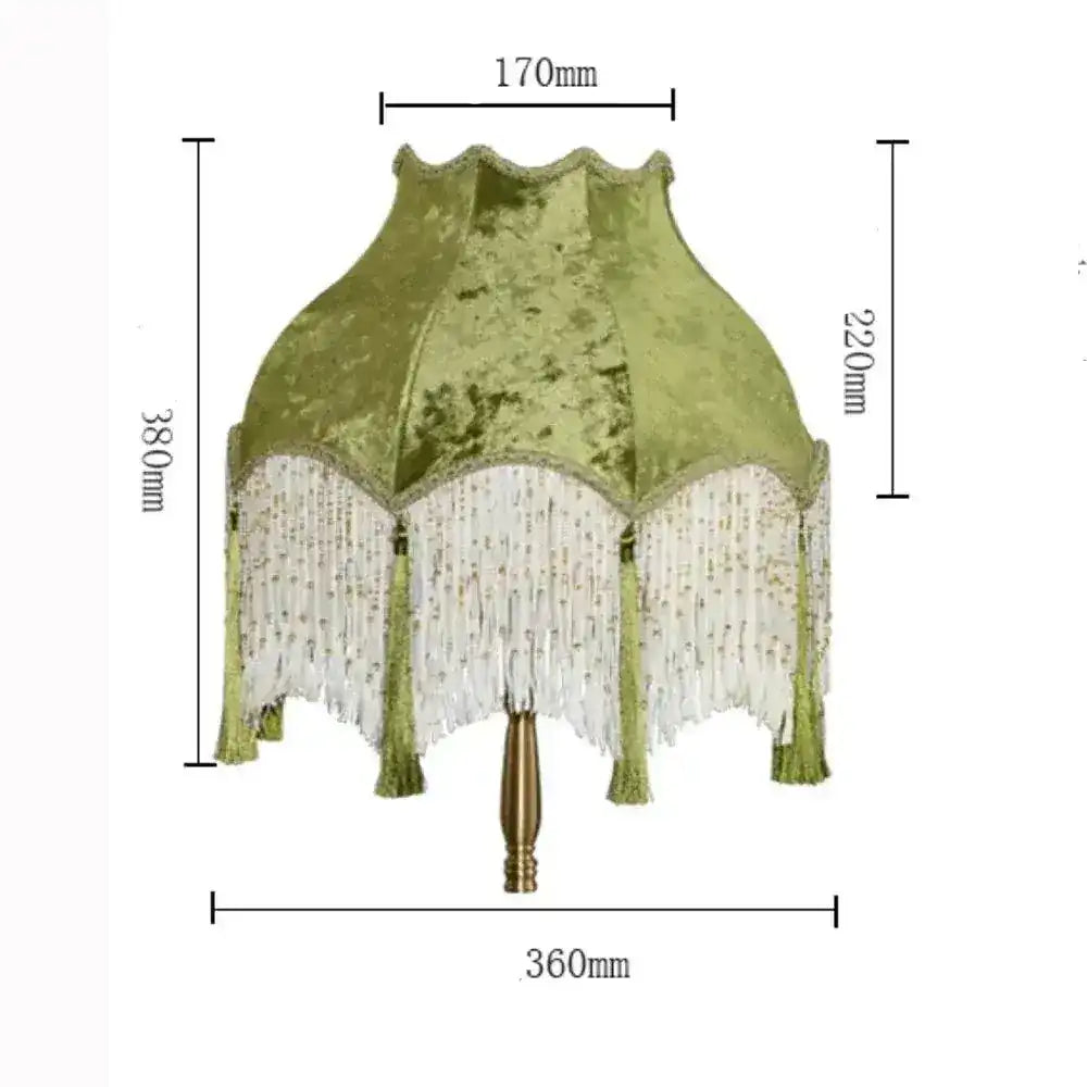Velvet Green Frindge Lamp Shade - MAIA HOMES