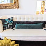 Velvet Lumbar Pillow with Tassels Green 9" x 39"