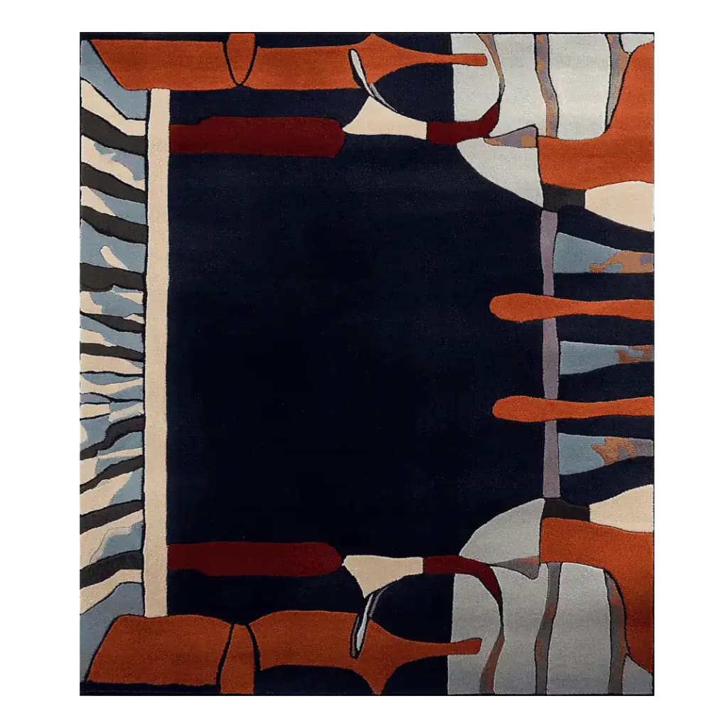 A stunning Velvet Shadow Rhythm Hand Tufted Area Rug, perfect for large living rooms. This contemporary wool rug features an abstract design with rich colors, offering a modern touch to any area rugs for living room collection.