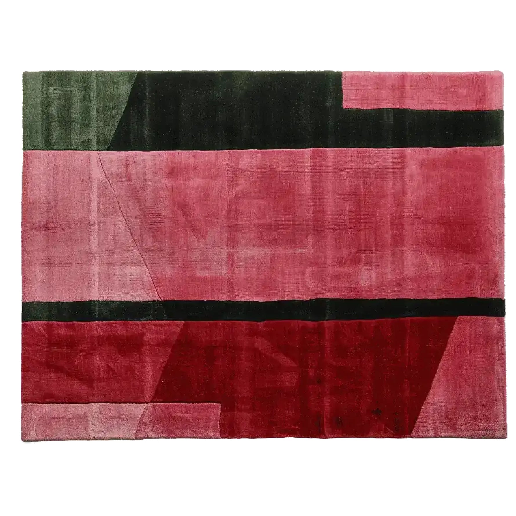 This contemporary area rug features bold geometric patterns in rich shades of red and black, perfect for adding a touch of modern elegance to your living room. The hand-tufted wool texture of this rug offers both comfort and style, making it an ideal choice for area rugs for living rooms.