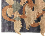 A detailed view of the Verdant Dragon Vista Hand Tufted Wool Rug, showcasing its intricate dragon design with earthy tones, perfect for large living room spaces. This area rug is an ideal choice for adding a touch of elegance to your living room with its high-quality wool material.