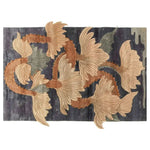 A beautifully designed area rug featuring an intricate pattern of swirling, abstract dragon motifs in earthy tones. Perfect for adding a touch of elegance to large living rooms, this wool rug combines style and comfort effortlessly. Ideal for those seeking unique area rugs for living room decor.