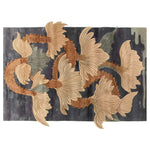 A beautifully designed area rug featuring an intricate pattern of swirling, abstract dragon motifs in earthy tones. Perfect for adding a touch of elegance to large living rooms, this wool rug combines style and comfort effortlessly. Ideal for those seeking unique area rugs for living room decor.