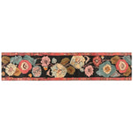 A vibrant wool runner rug featuring a symphony of floral designs in bold colors, perfect for adding a touch of elegance to kitchens, bathrooms, or hallways. This hand-tufted rug offers a luxurious feel, ideal as a kitchen runner or bathroom runner rug.