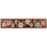 A vibrant wool runner rug featuring a symphony of floral designs in bold colors, perfect for adding a touch of elegance to kitchens, bathrooms, or hallways. This hand-tufted rug offers a luxurious feel, ideal as a kitchen runner or bathroom runner rug.
