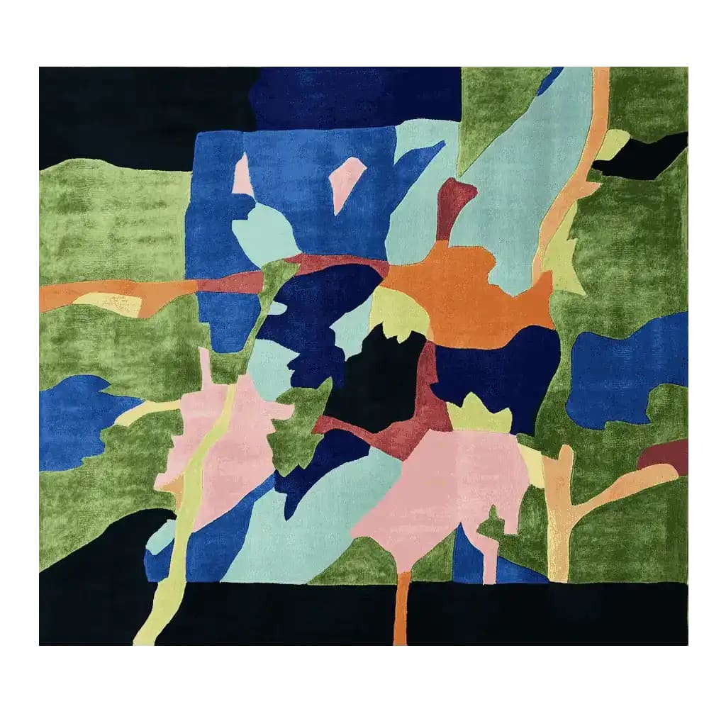 Explore the Verdant Terrain Collage Hand Tufted Area Rug, featuring a vibrant abstract design with bold colors. This contemporary wool rug is perfect for adding a splash of color to large living rooms, making it an ideal choice for those seeking unique living room area rugs.