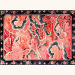 A vibrant Vermilion Cloud Frame Hand Tufted Area Rug showcasing an abstract design with swirling red, pink, and blue cloud patterns. Perfect for large living rooms, this wool rug adds a touch of elegance and warmth to any living space.
