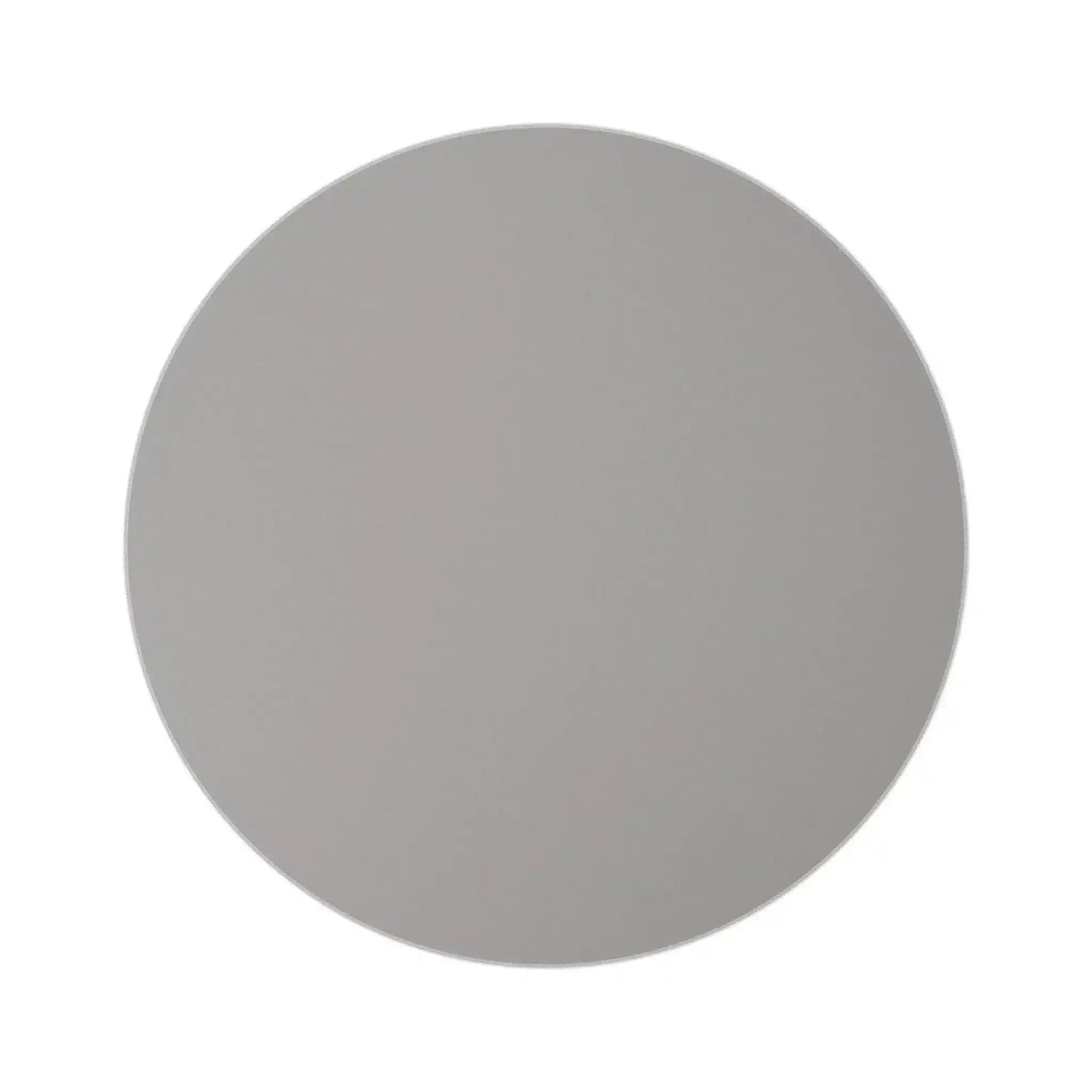Plain light grey non-slip circular backing of Vibe Split Round Rug showing smooth reverse face