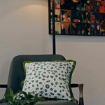 Vibrant aquatic leopard throw pillow cover featuring a playful pattern on a white background, perfect for adding a pop of color to any living space.