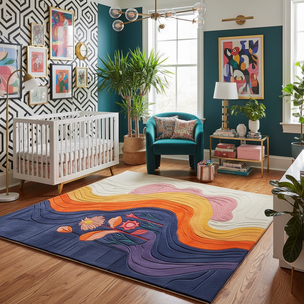 Vibrant Currents Hand Tufted Wool Rug
