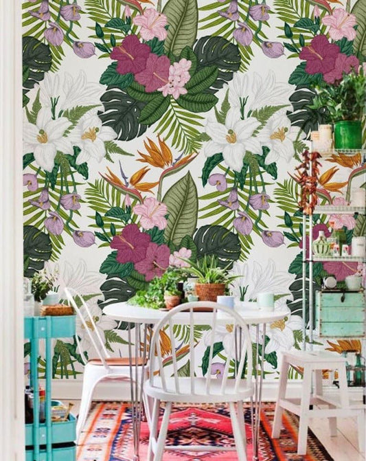 Vibrant Exotic Garden Floral Wallpaper - MAIA HOMES