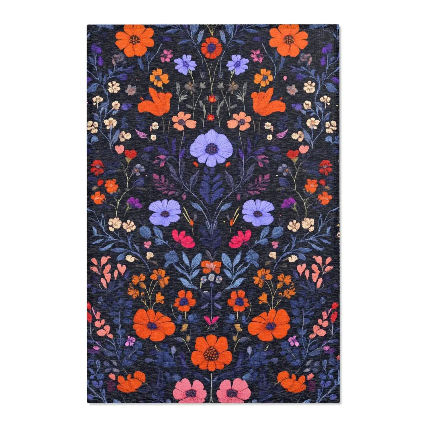 Square fringed woven tapestry with white cranes, golden moon and lotus flowers on aged green background, Vibrant Floral Embroidered Accent Rug crane tapestry