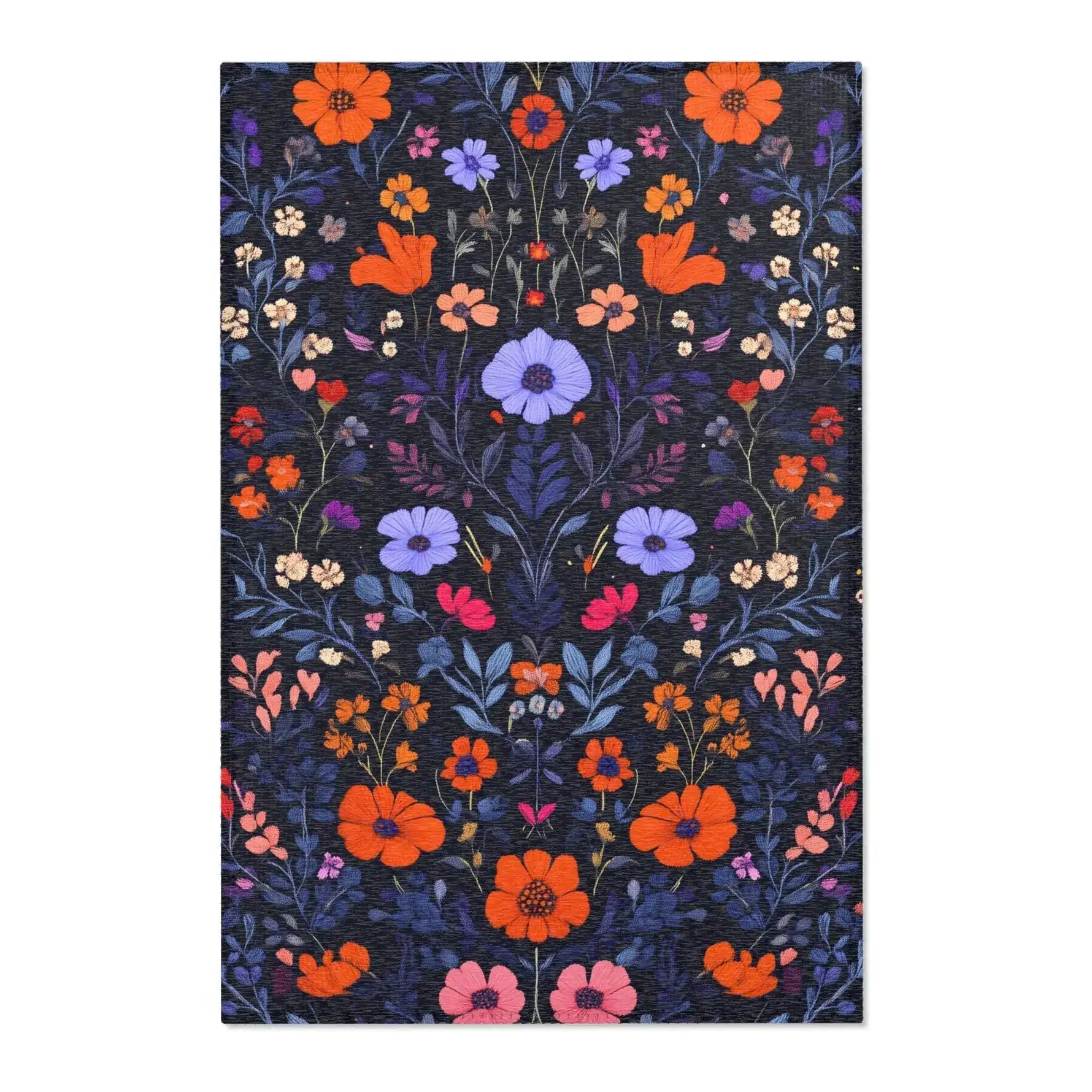 Square fringed woven tapestry with white cranes, golden moon and lotus flowers on aged green background, Vibrant Floral Embroidered Accent Rug crane tapestry
