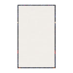 Reverse side of Vibrant Floral Embroidered Cotton Kitchen Towel showing white cotton face bordered by dark floral print trim
