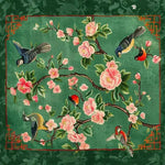 Exquisite hand-tufted wool area rug featuring a vibrant floral pattern with colorful birds, perfect for adding elegance to large living rooms. This square area rug showcases intricate details, making it an ideal choice for those seeking a stylish wool rug for their living room.