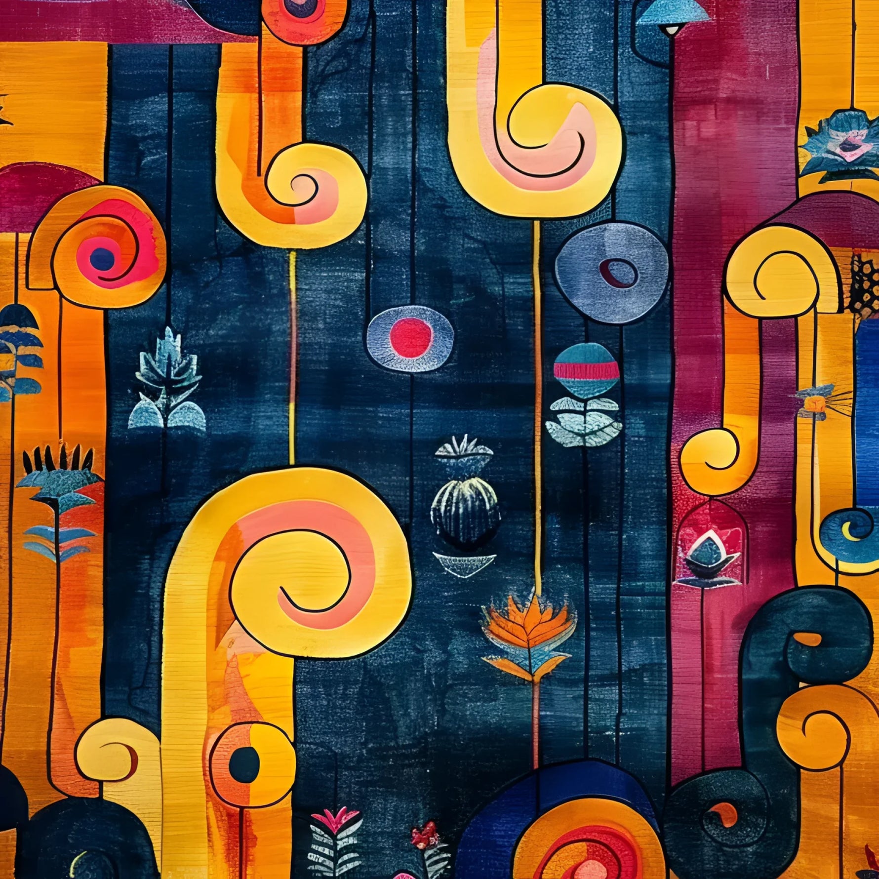 This vibrant and contemporary hand-tufted wool rug features an abstract design with swirling patterns in bold colors, ideal for adding a lively touch to any dining room or office. Perfect as a dining room area rug, it combines style and functionality, making it a standout piece for modern spaces.