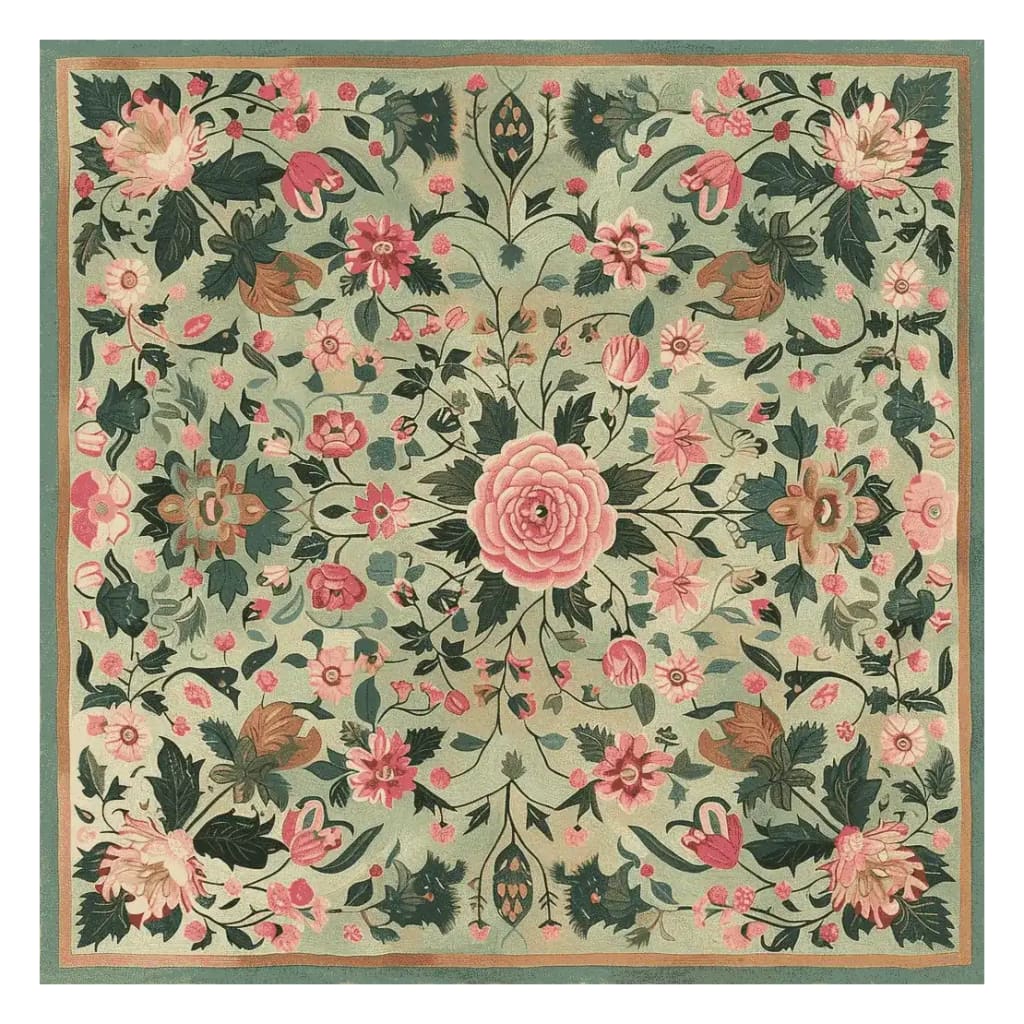 The Vinework Blossom Field Hand Tufted Area Rug showcases a stunning floral design with intricate patterns in soft pinks, greens, and creams. This wool square rug is perfect for adding a touch of elegance to any living room, offering a blend of classic charm and contemporary style. Ideal for those seeking floral rugs or square area rugs, this piece enhances the warmth and beauty of living room area rugs.