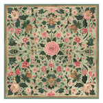 A beautifully detailed Vinework Blossom Field Hand Tufted Rug, showcasing an intricate floral design with lush pink and green patterns. This square area rug, crafted from high-quality wool, is perfect for adding a touch of elegance to any living room. The floral rug's vibrant design makes it an ideal centerpiece among area rugs for living room spaces.