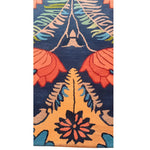 Vibrant vintage area rug showcasing a colorful floral pattern with bold orange, yellow, and blue hues. Perfect for adding a touch of elegance to any living room, this wool rug brings a cozy, inviting feel to spaces. Ideal as a living room area rug in an 8x10 size, its intricate design highlights the charm of vintage rugs and serves as a stunning centerpiece.