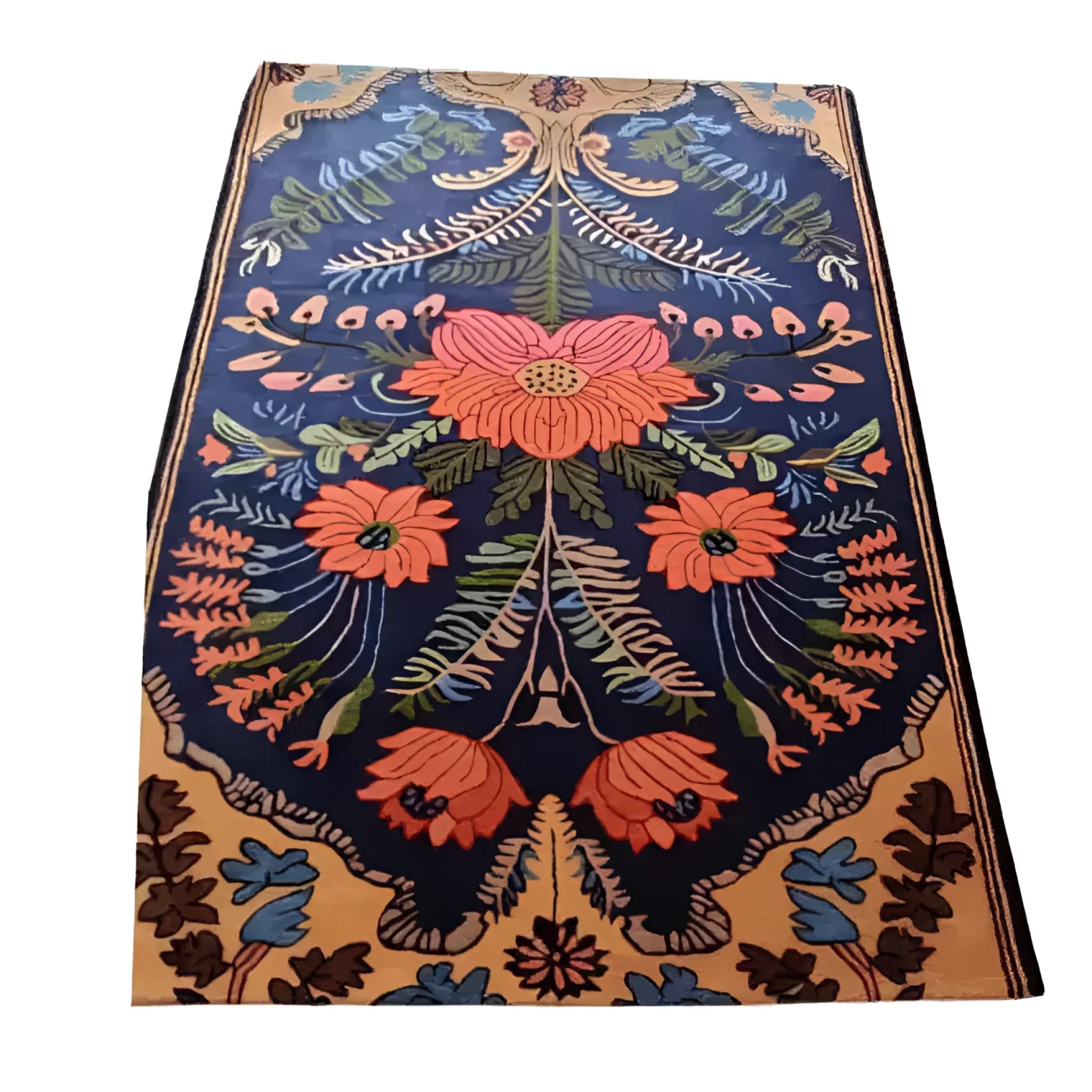 This image showcases a Vintage Aurum Garden Hand Tufted Area Rug, featuring an intricate floral design with vibrant colors. Perfect for adding a touch of elegance to your living room, this wool rug is an ideal choice for those searching for 8x10 vintage living room area rugs with a floral pattern.