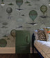 Vintage Balloons Green Wallpaper