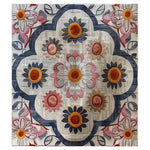 A vibrant area rug featuring a floral design with large blossoms in shades of pink, white, and blue. This hand-tufted wool rug is perfect for large living room spaces, adding a touch of elegance and comfort. Ideal as a floral rug centerpiece in living room area rugs collections.