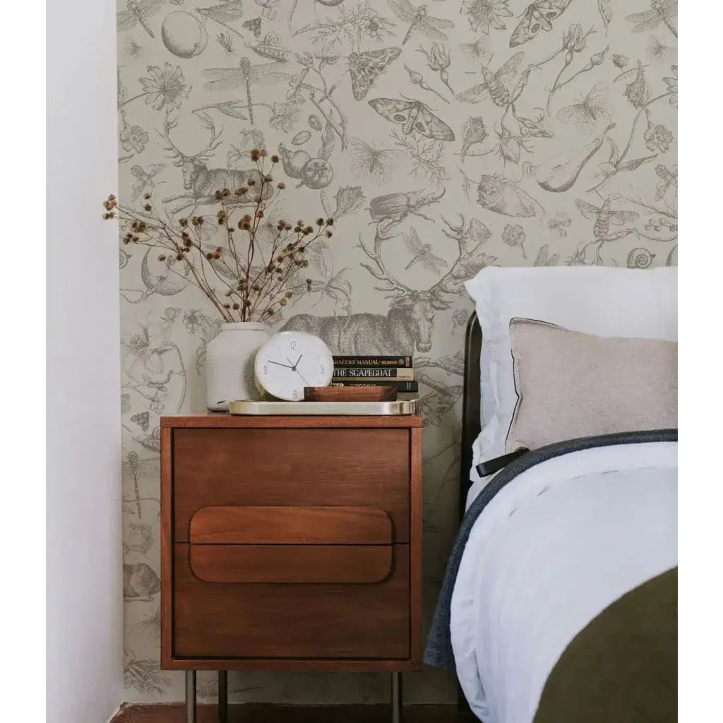 Vintage Botanic Light Brown Wallpaper