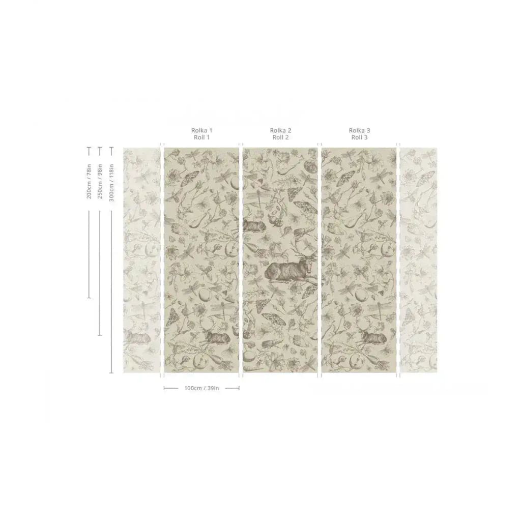 Vintage Botanic Light Brown Wallpaper