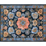 A beautifully detailed vintage bouquet hand tufted area rug featuring a floral design with vibrant colors. This wool rug is perfect for adding a touch of elegance to living rooms or dining rooms. The intricate pattern is reminiscent of classic Persian rugs, ideal for formal dining room settings.