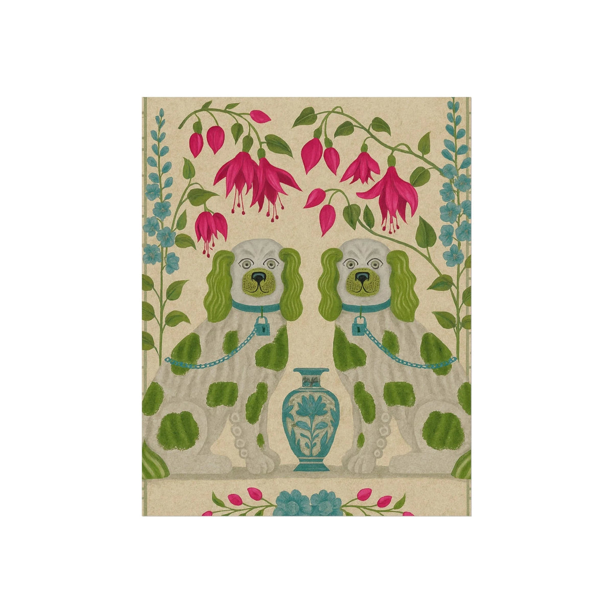 Vintage Chinoiserie Foo Dogs Fine Art Poster - MAIA HOMES