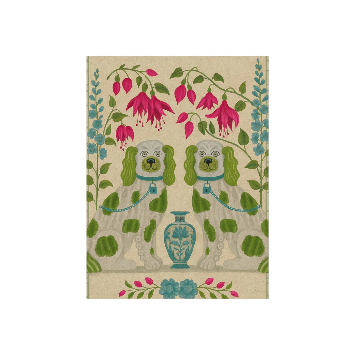 Vintage Chinoiserie Foo Dogs Fine Art Poster - MAIA HOMES