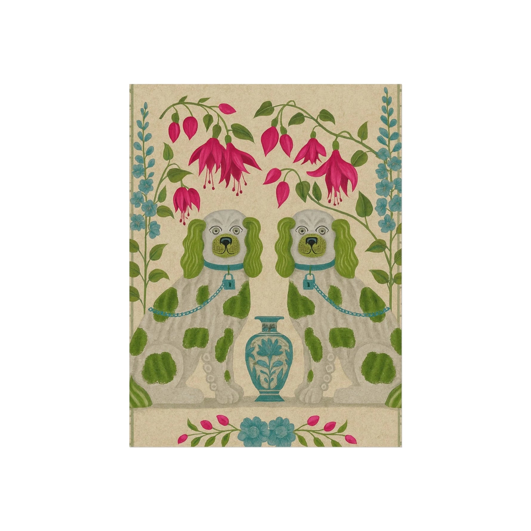 Vintage Chinoiserie Foo Dogs Fine Art Poster - MAIA HOMES