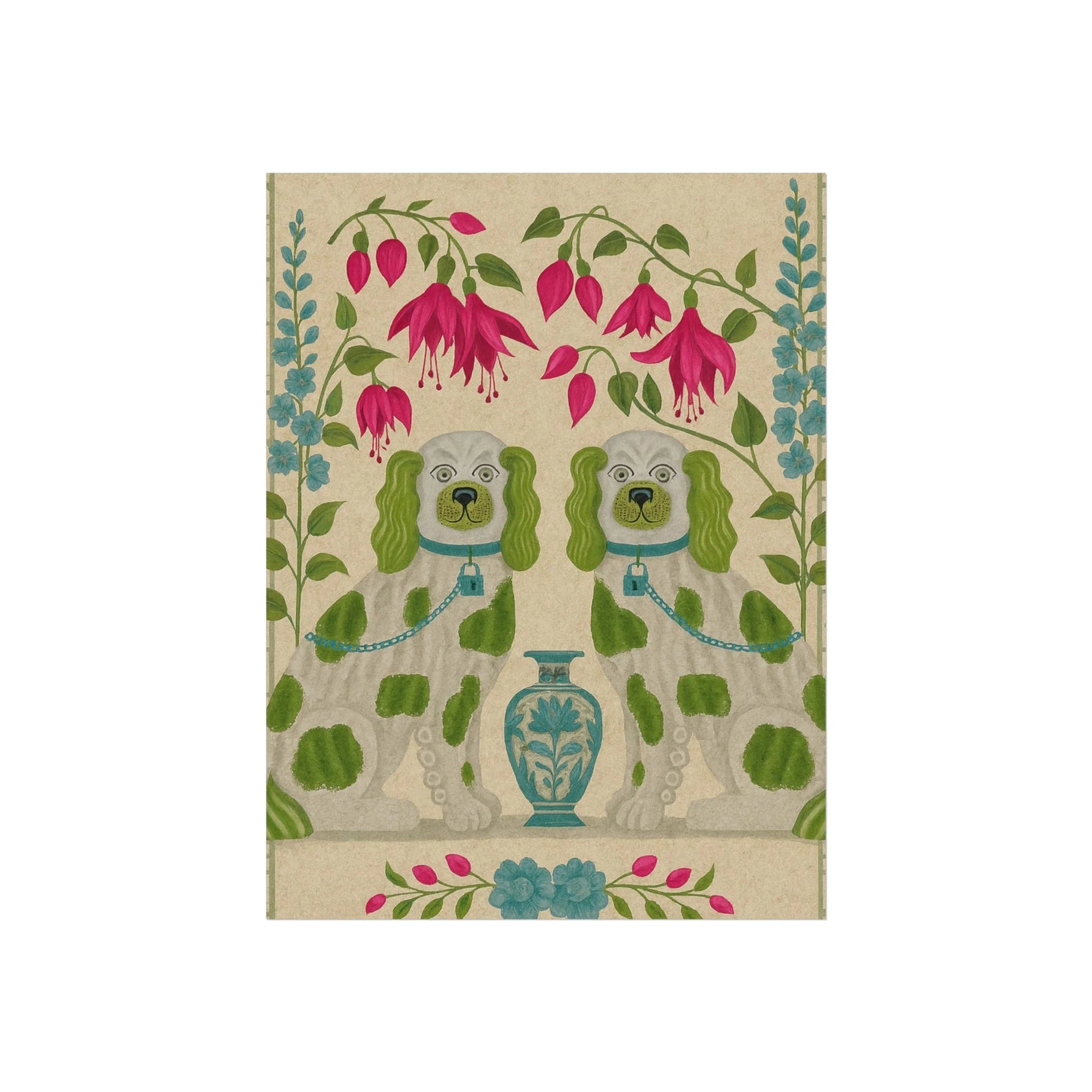 Vintage Chinoiserie Foo Dogs Fine Art Poster - MAIA HOMES