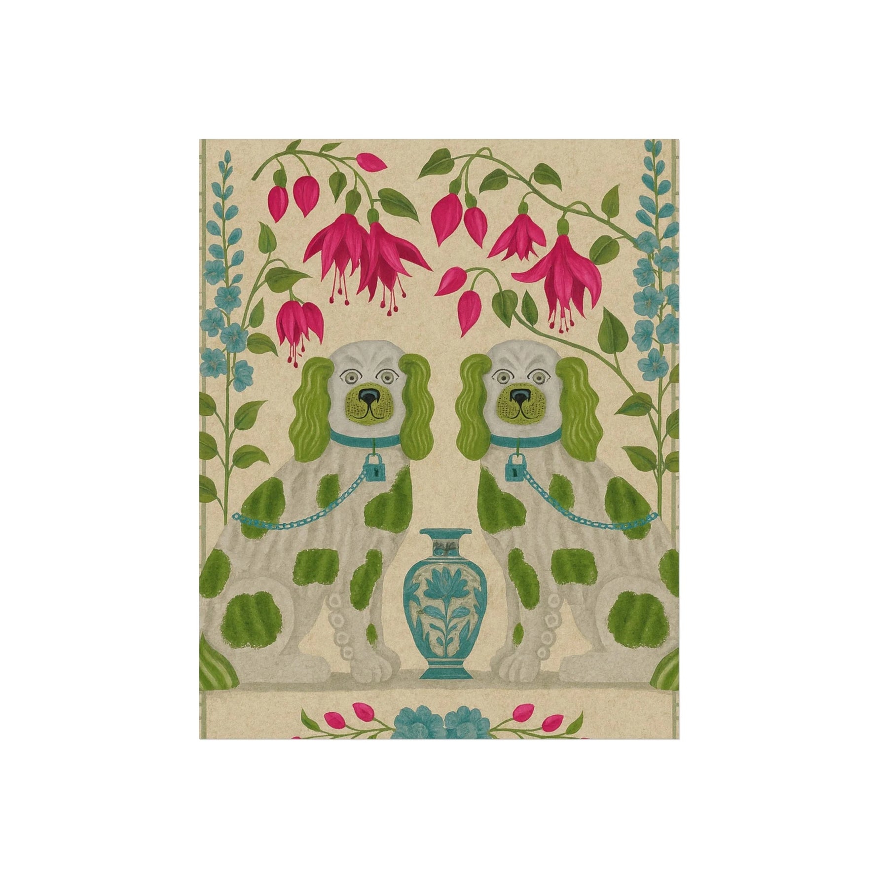 Vintage Chinoiserie Foo Dogs Fine Art Poster - MAIA HOMES