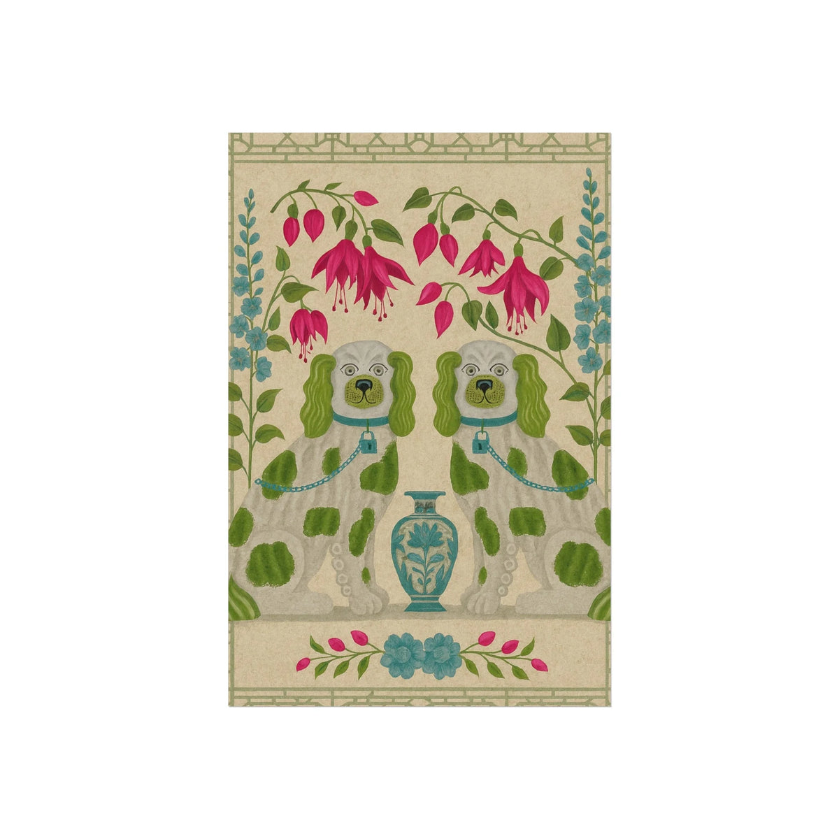 Vintage Chinoiserie Foo Dogs Fine Art Poster - MAIA HOMES