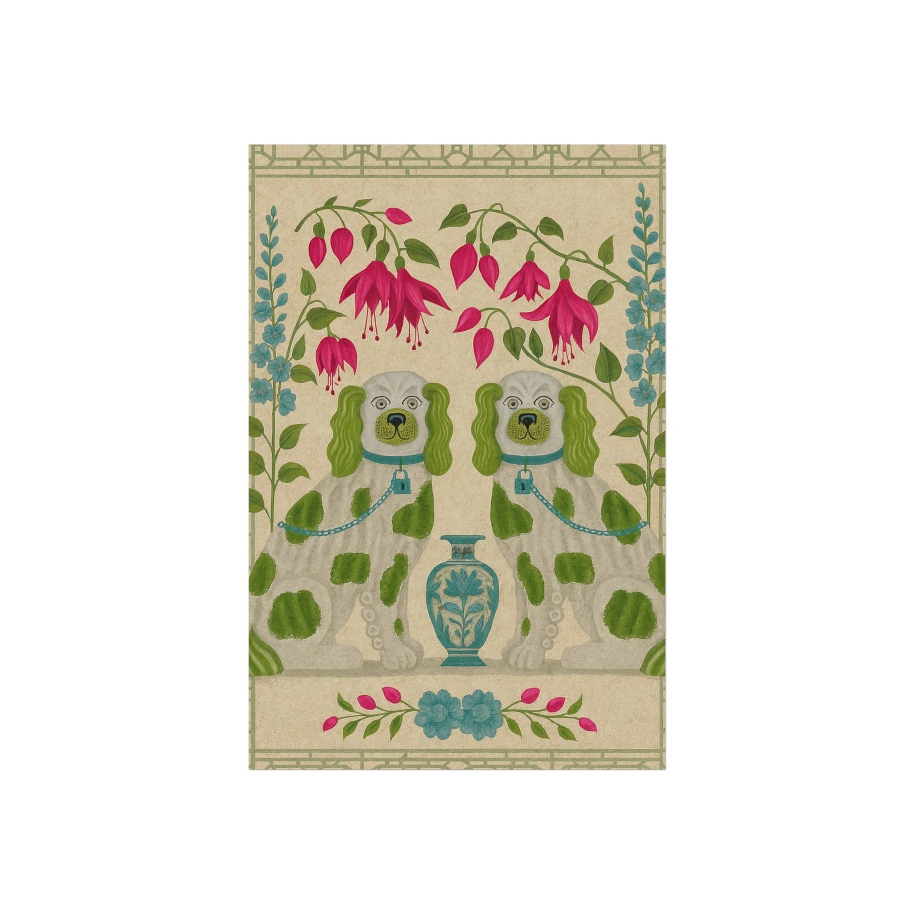 Vintage Chinoiserie Foo Dogs Fine Art Poster - MAIA HOMES