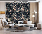 Vintage Exotic Flowers on Dark Wallpaper