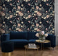 Vintage Exotic Flowers on Dark Wallpaper - MAIA HOMES