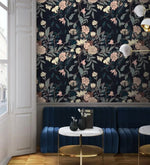 Vintage Exotic Flowers on Dark Wallpaper